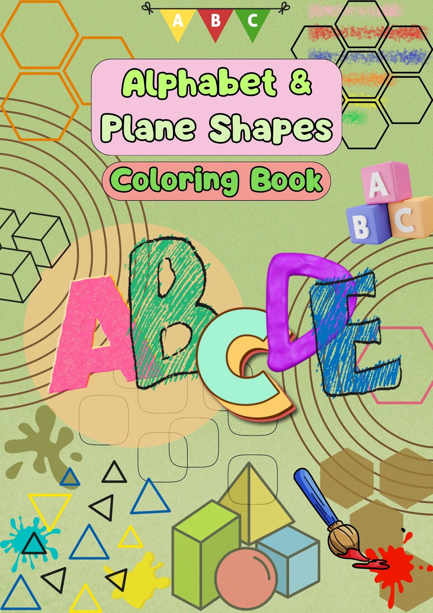 Alphabet & Plane Shapes Coloring Book
